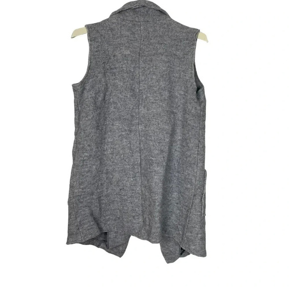 Tahari Felted Wool Vest Sz S Cardigan Long Duster Viscose Shawl Open Front Gray - Picture 2 of 4